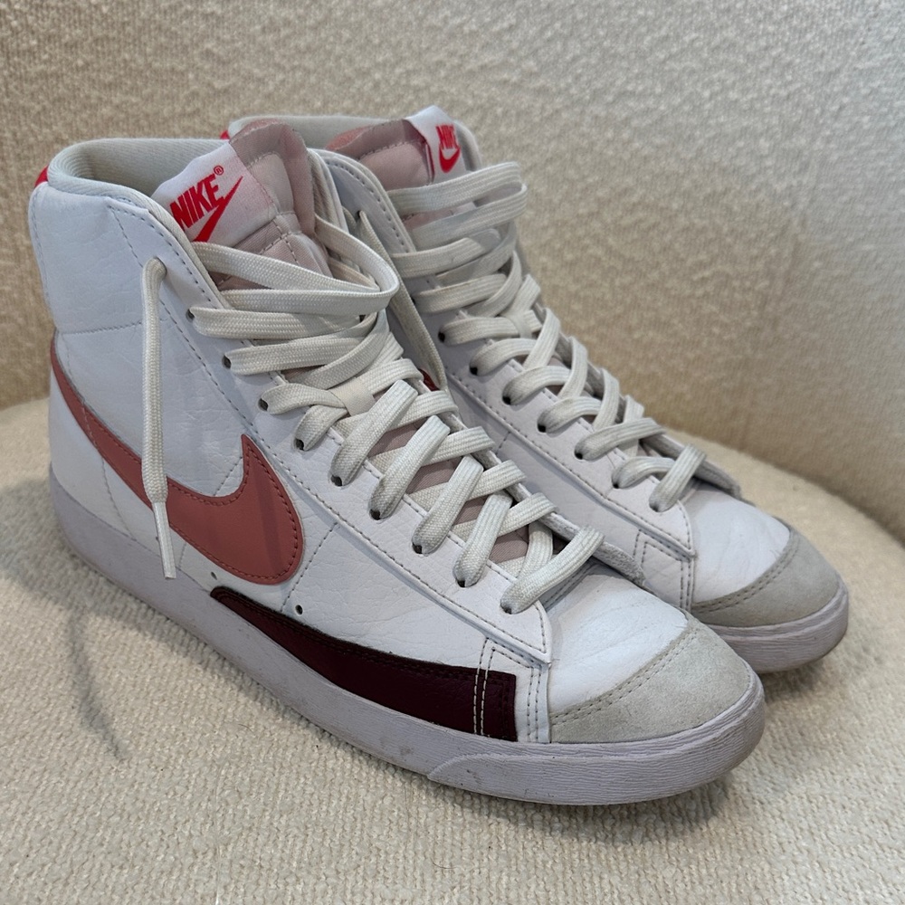Nike Blazer White and Pink High-Top Sneakers size 10